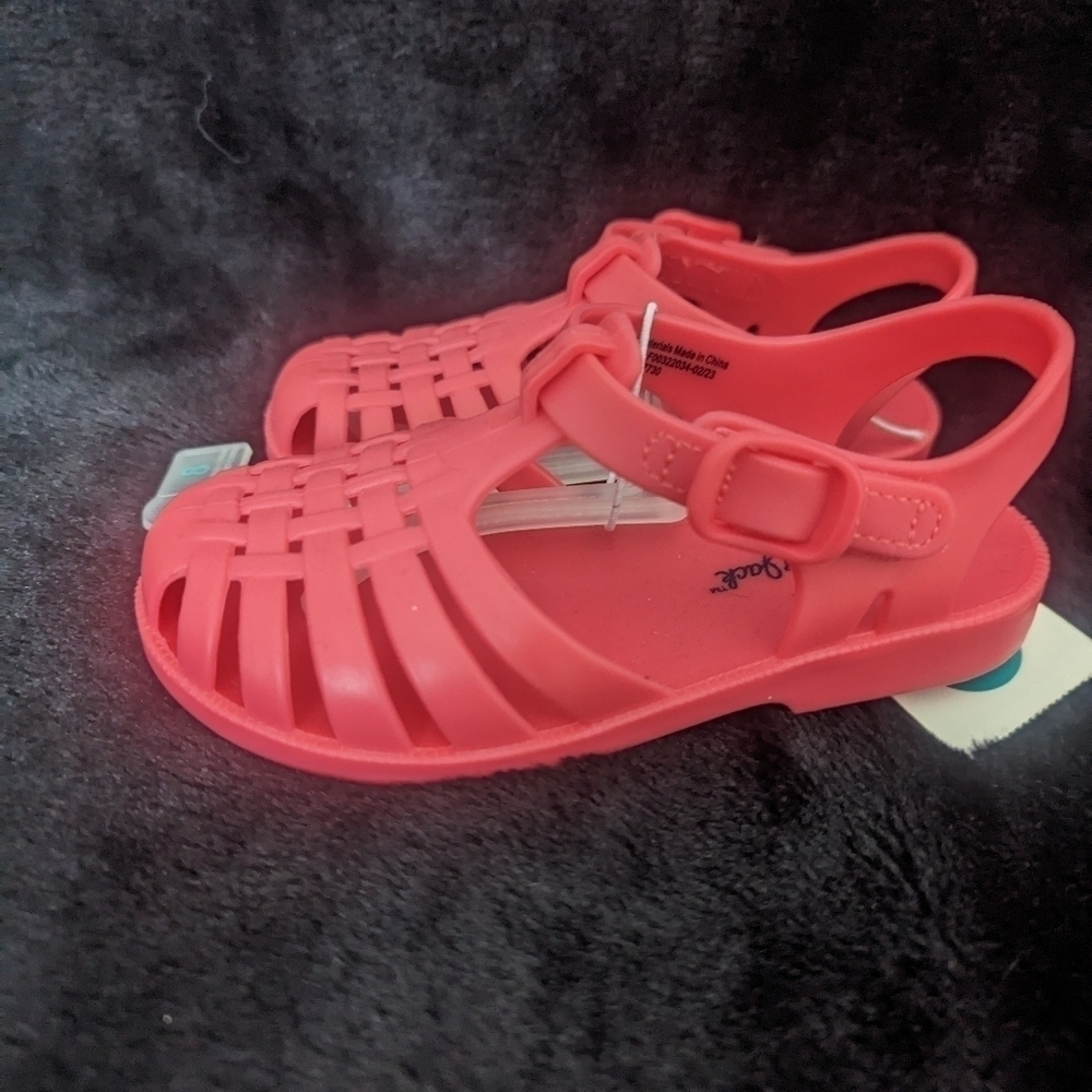 NWT Cat & Jack Girls Velcro Coral / Red / Pink Girls Sandals 8,10,11,12 - Picture 4 of 5